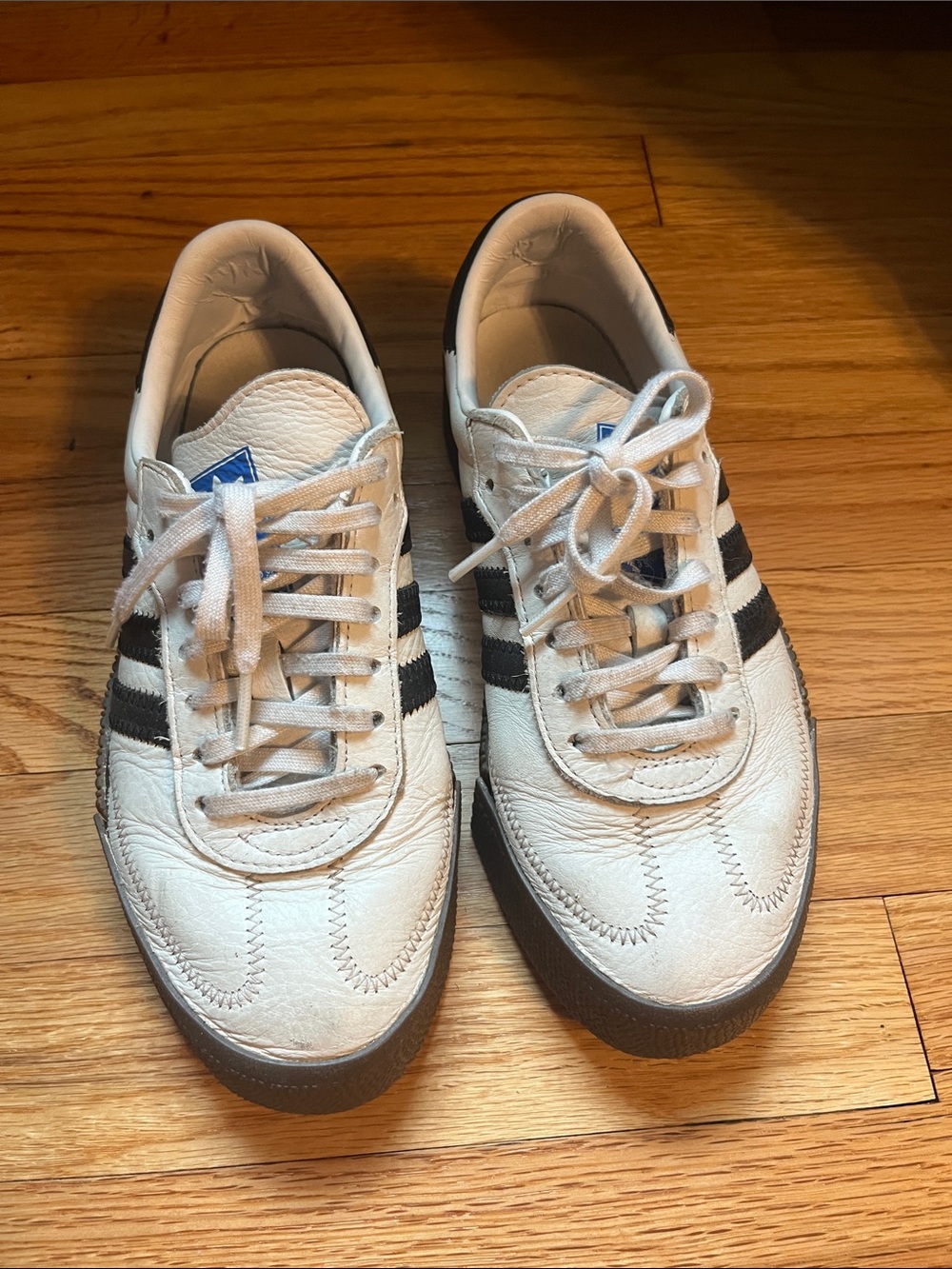 adidas White Sneakers with Black Stripes